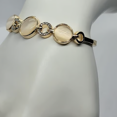 Brand New 18K Gold-Plated White Opal Bracelet | Elegant Design
