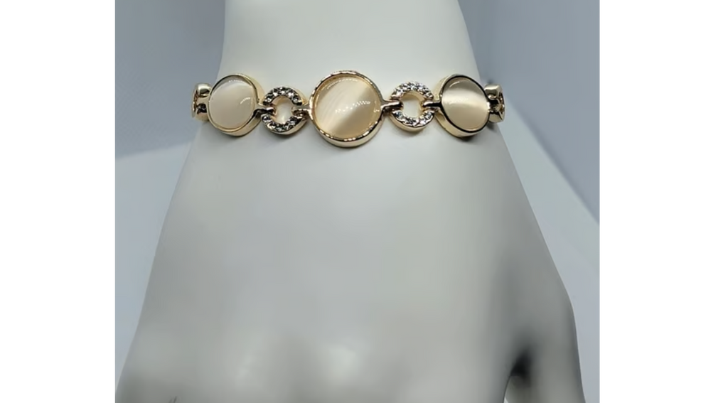 Brand New 18K Gold-Plated White Opal Bracelet | Elegant Design