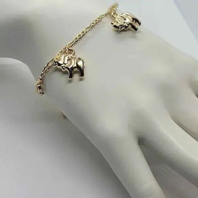 Brand New  Brazilian 18k Gold Filled 5 Elephants Bracelet