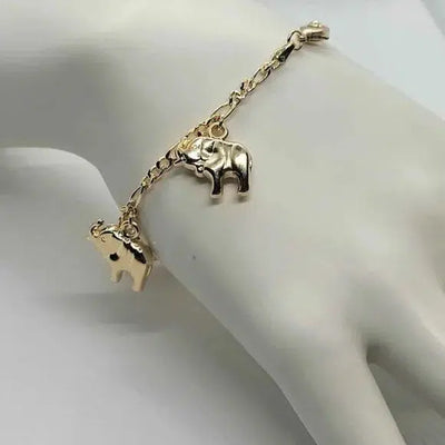 Brand New  Brazilian 18k Gold Filled 5 Elephants Bracelet