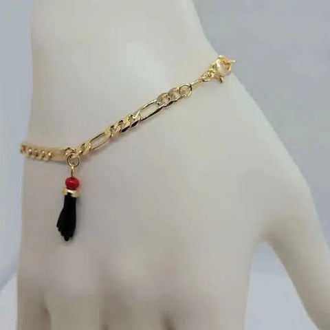 Brand New Brazilian 18k Gold Filled Red Evil Eye & Azabache Bracelet