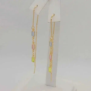 Brand New Brazilian 18k Gold Filled Dangle Rectangle Earrings