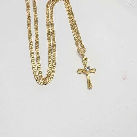 Brand New  Brazilian 18k Gold Filled Cross with gem Necklace