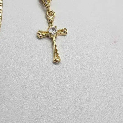 Brand New  Brazilian 18k Gold Filled Cross with gem Necklace