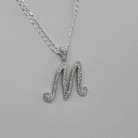 Brand New Sterling Silver 925 Letter M Necklace