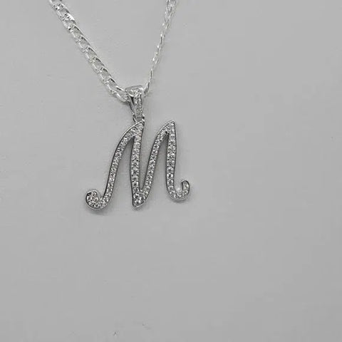 Brand New Sterling Silver 925 Letter M Necklace