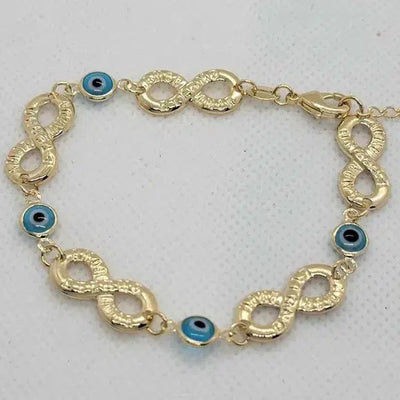 Brand New Brazilian 18k Gold Filled Blue Evil Eye with infinite Bracelet