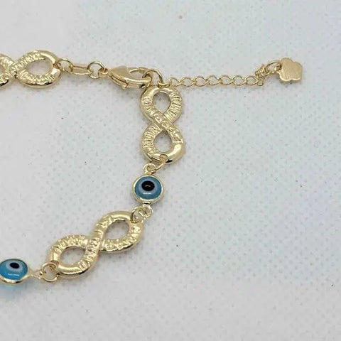 Brand New Brazilian 18k Gold Filled Blue Evil Eye with infinite Bracelet