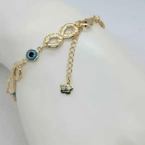 Brand New Brazilian 18k Gold Filled Blue Evil Eye with infinite Bracelet