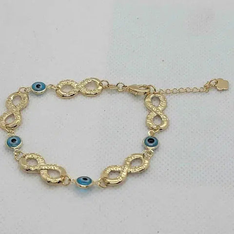 Brand New Brazilian 18k Gold Filled Blue Evil Eye with infinite Bracelet