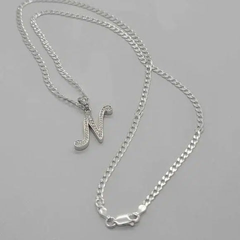 Brand New Sterling Silver 925 Letter N Necklace