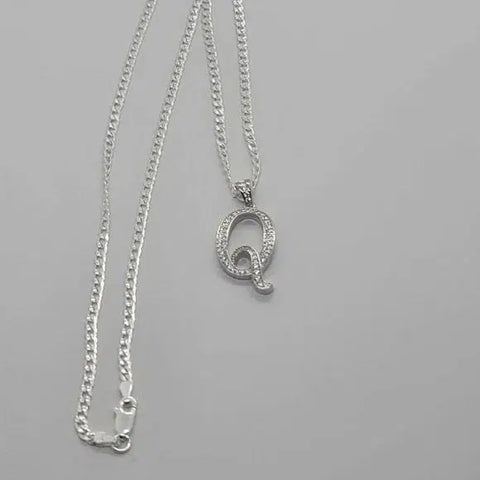 Brand New Sterling Silver 925 Letter Q Necklace