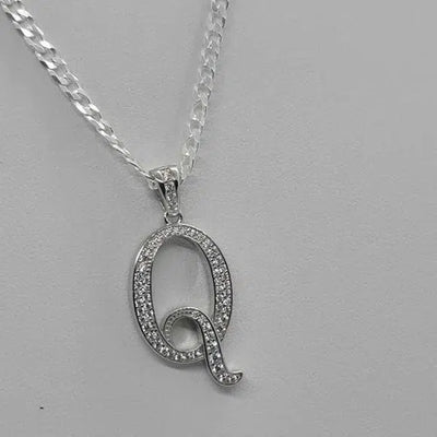 Brand New Sterling Silver 925 Letter Q Necklace