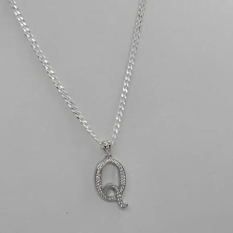 Brand New Sterling Silver 925 Letter Q Necklace