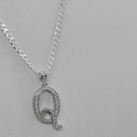 Brand New Sterling Silver 925 Letter Q Necklace