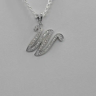 Brand New Sterling Silver 925 Letter W Necklace