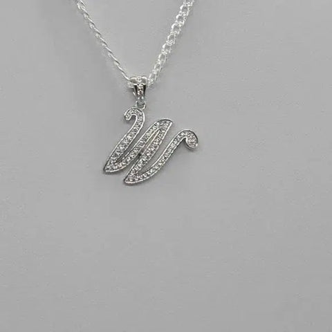 Brand New Sterling Silver 925 Letter W Necklace