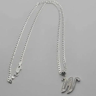 Brand New Sterling Silver 925 Letter W Necklace