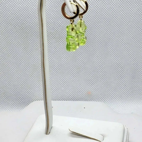 Brand New Sterling Silver 925 GREEN Teddy Bear Huggy Earrings