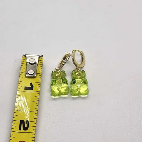 Brand New Sterling Silver 925 GREEN Teddy Bear Huggy Earrings