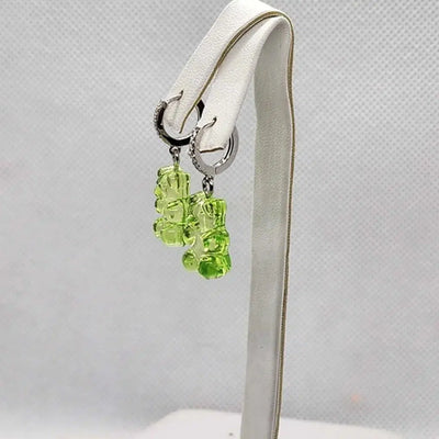 Brand New Sterling Silver 925 GREEN Teddy Bear Huggy Earrings