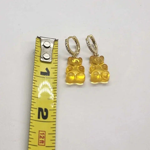 Brand New Sterling Silver 925 YELLOW Teddy Bear Huggy Earrings