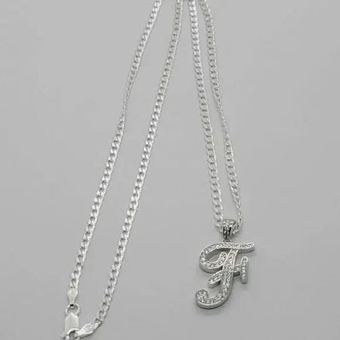 Brand New Sterling Silver 925 Letter F Necklace