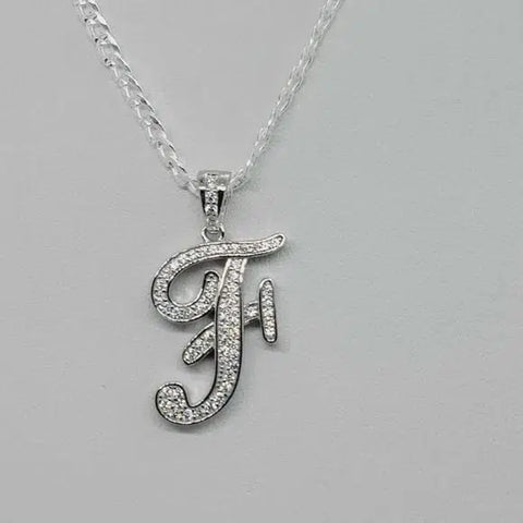 Brand New Sterling Silver 925 Letter F Necklace