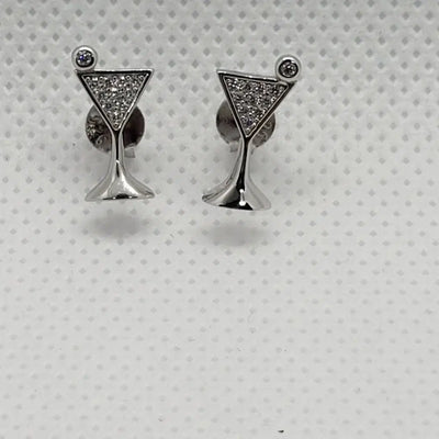 Brand New Sterling Silver 925 Martini Glass Design Earrings