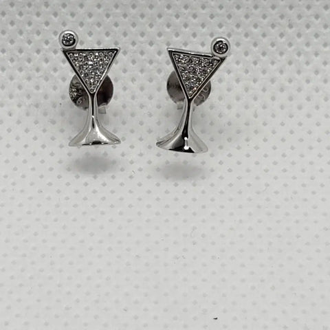 Brand New Sterling Silver 925 Martini Glass Design Earrings