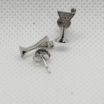 Brand New Sterling Silver 925 Martini Glass Design Earrings