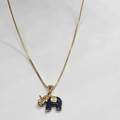 Brand New Brazilian 18k Gold Filled Black Elephant Necklace