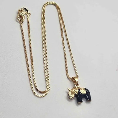 Brand New Brazilian 18k Gold Filled Black Elephant Necklace