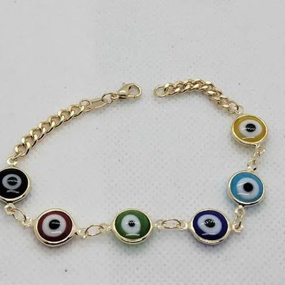 Brand New Brazilian 18k Gold Filled Multi Color Evil Eye Bracelet