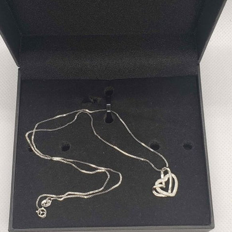 Brand Ne w Sterling Silver 925 Double Heart Necklace