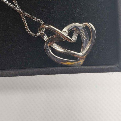 Brand Ne w Sterling Silver 925 Double Heart Necklace