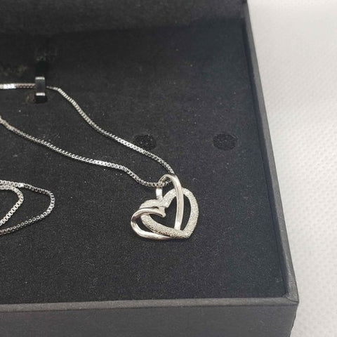 Brand Ne w Sterling Silver 925 Double Heart Necklace