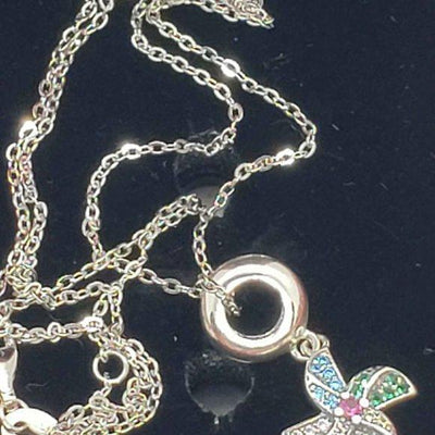 Brand New Sterling Silver 925 Windmill Cz stones Necklace