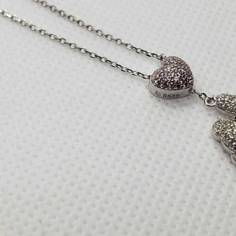 Brand New Sterling Silver 925 Bear heart  Cz stones Necklace