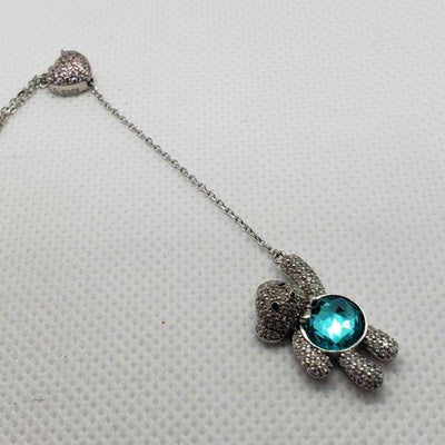 Brand New Sterling Silver 925 Bear heart  Cz stones Necklace