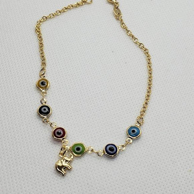 Last One Brand New Brazilian 18k gold filled Evil Eye with Elephant Anklet