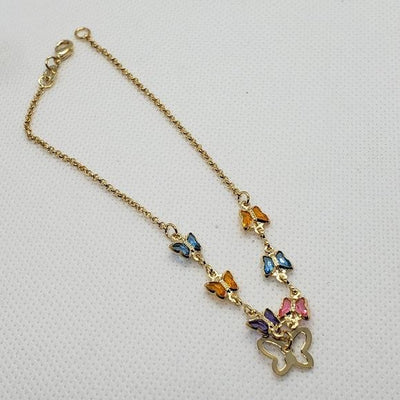 Brand New Brazilian 18k gold filled Color Butterflies Anklet