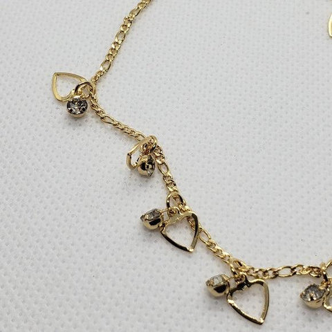 Brand New Brazilian 18k gold filled Hearts and gems Anklet