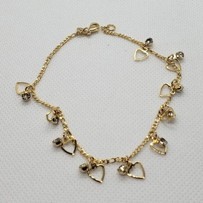 Brand New Brazilian 18k gold filled Hearts and gems Anklet