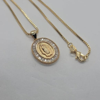 Brand New Brazilian 18k Gold Filled Virgen De Guadalupe Necklace