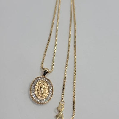 Brand New Brazilian 18k Gold Filled Virgen De Guadalupe Necklace