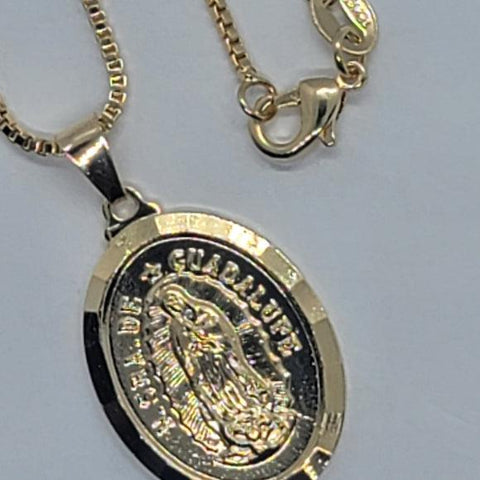 Brand New Brazilian 18k Gold Filled Virgen De Guadalupe Necklace