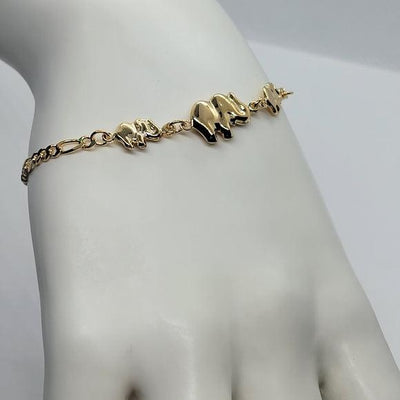 Brand New Brazilian 18k Gold Filled 3 Elephants Bracelet