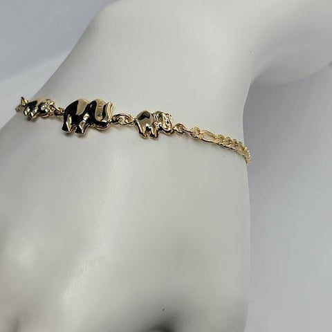 Brand New Brazilian 18k Gold Filled 3 Elephants Bracelet