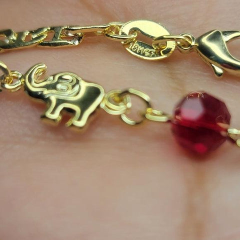 Brand New Brazilian 18k Gold Filled 5 Elephants Necklace